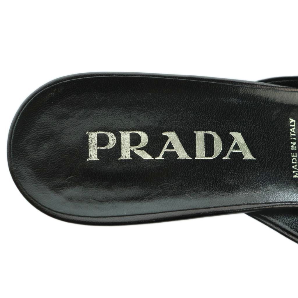 プラダ PRADA ミュール ポインテッドトゥ レザー 38.5 25.5cm 黒