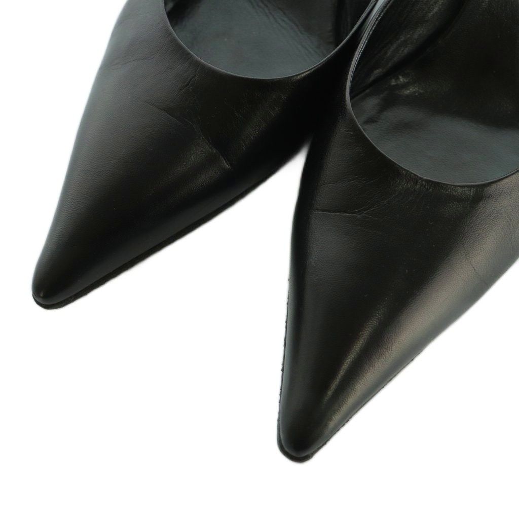 PRADA 黒 ポインテッドトゥ ミュール プラダ PRADA ミュール ポインテッドトゥ レザー 38.5 25.5cm 黒