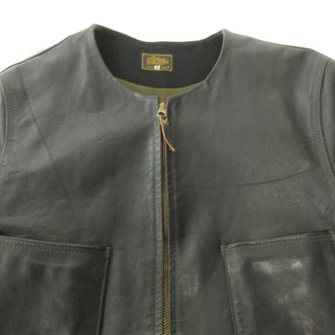 ゲルガ GERUGA フリーネック レザー ジャケット ホースハイド コンビ