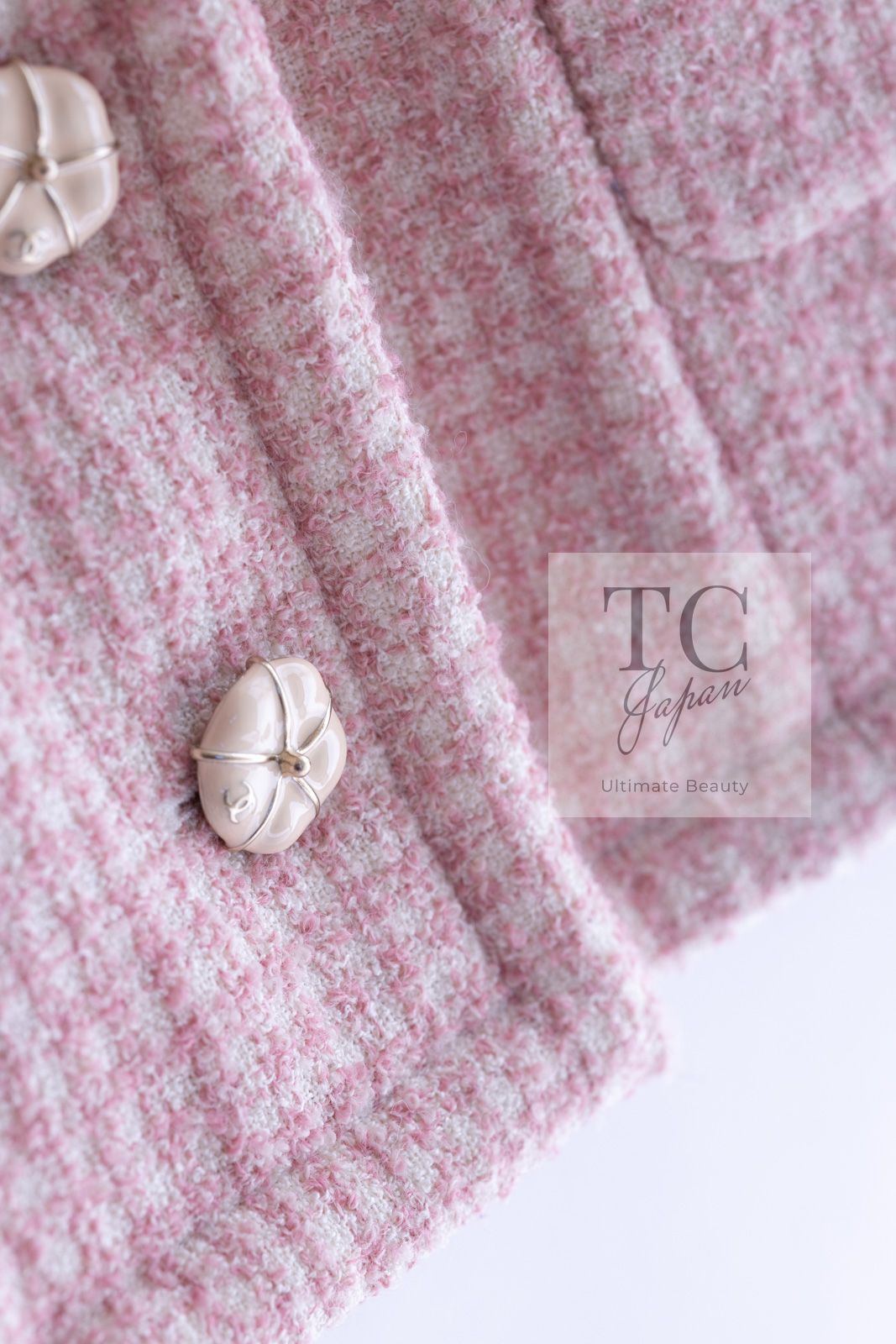 シャネル ジャケット CHANEL ピンク ウール アルパカ シルク スタンド