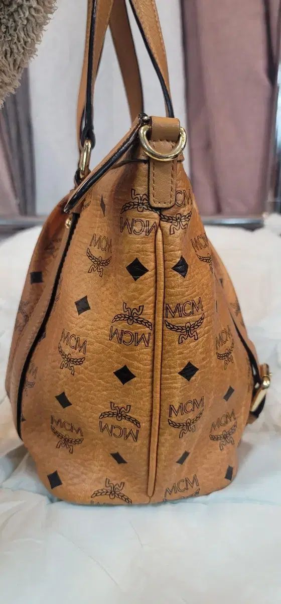 MCM ロゴ プリント トートバッグ ブラウン - メルカリ