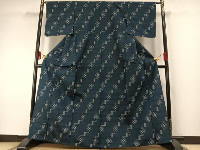 平和屋着物＊夏物 紗紬 幾何学文様 正絹 逸品 未使用 AABE4301jd 平和