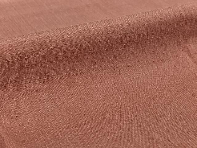 平和屋着物▽本場結城紬 重要無形文化財 単衣 色無地 退紅色 そごう