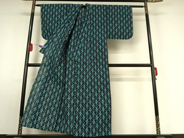 平和屋着物●久留米絣　単衣　成り物　黒地　綿　逸品　AABE2001ck 平和屋着物○久留米絣 単衣 成り物 黒地 綿 逸品 AABE2001ck 平和屋