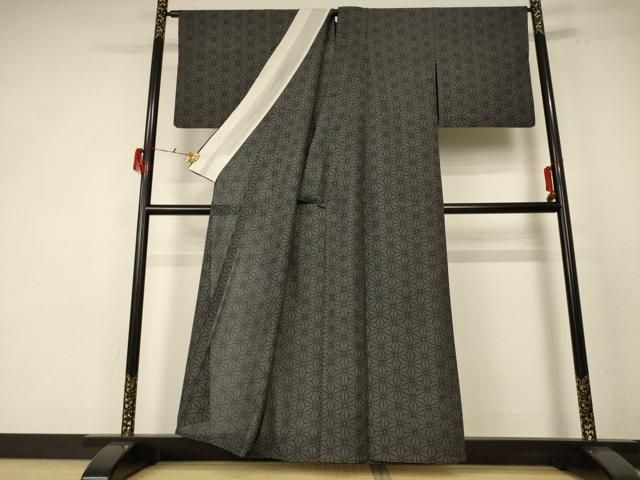 平和屋着物＊夏物 本場大島紬 夏大島 麻の葉文様 正絹 逸品 AABE7496jd