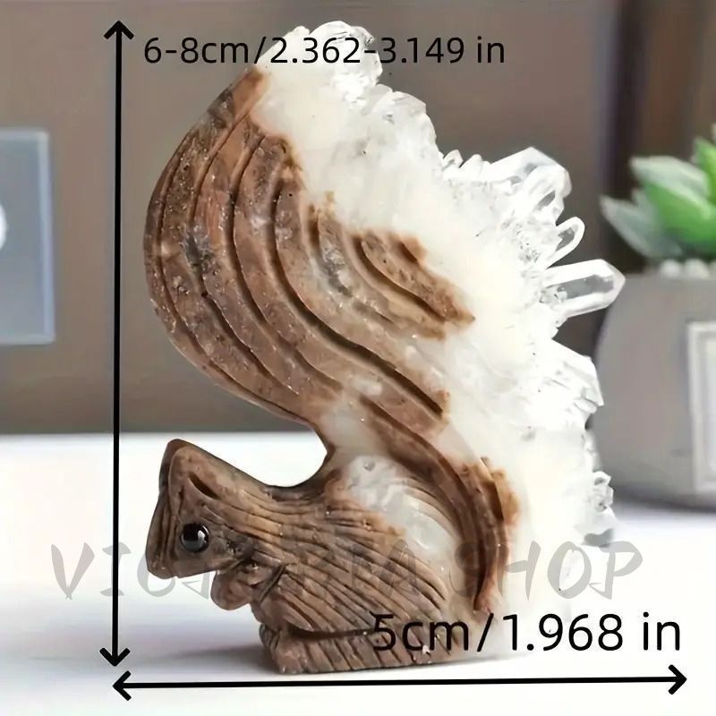 これは美しい！水晶リスカービング 可愛い リス オブジェ ナチュラル カービング クリスタル スクイレル