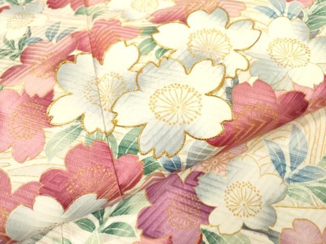 平和屋着物▽豪華振袖 駒刺繍 流水枝桜文 暈し染 金彩 正絹 逸品