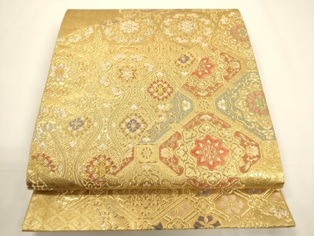 平和屋着物▽六通柄袋帯 唐織 名物裂 金銀糸 鈴乃屋扱い 正絹 逸品