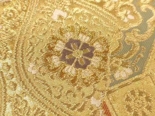 平和屋着物▽六通柄袋帯 唐織 名物裂 金銀糸 鈴乃屋扱い 正絹 逸品