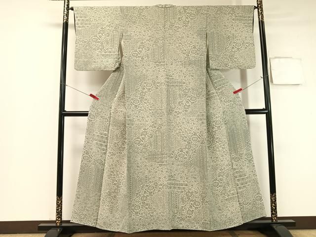 平和屋着物●上質な小紋　名物裂　鬼しぼ縮緬　正絹　逸品　CABB5011vp 平和屋着物○上質な小紋 名物裂 鬼しぼ縮緬 正絹 逸品 CABB5011vp