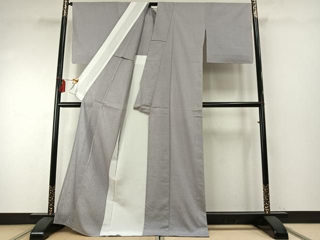 平和屋着物▽本場大島紬　単衣　横縞　正絹　逸品　AABC0250fy 平和屋着物▽本場縞大島紬 単衣 手織 暁鼠色 株式会社つむぎや謹製