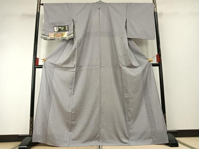 平和屋着物▽本場縞大島紬 単衣 手織 暁鼠色 株式会社つむぎや謹製