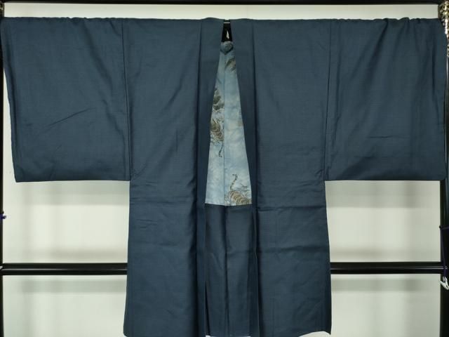 平和屋着物●男性　紬　アンサンブル　キングサイズ　長羽織　濃紺地　正絹　逸品　DAAY1954ps 平和屋着物○男性 紬 アンサンブル キングサイズ 長羽織 100亀甲 総