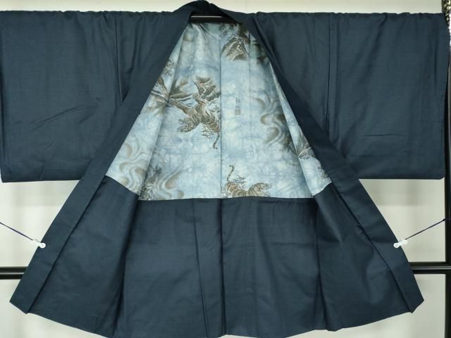 平和屋着物○男性 紬 アンサンブル キングサイズ 長羽織 100亀甲 総