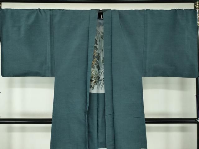 平和屋着物○男性 紬 アンサンブル キングサイズ 長羽織 絹好織