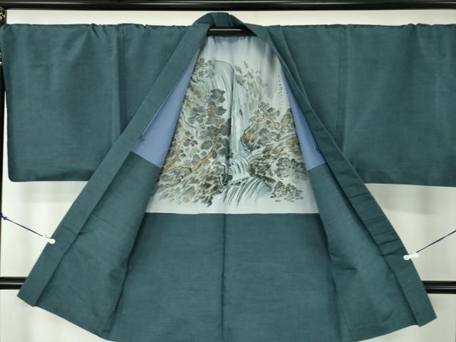 平和屋着物○男性 紬 アンサンブル キングサイズ 長羽織 絹好織