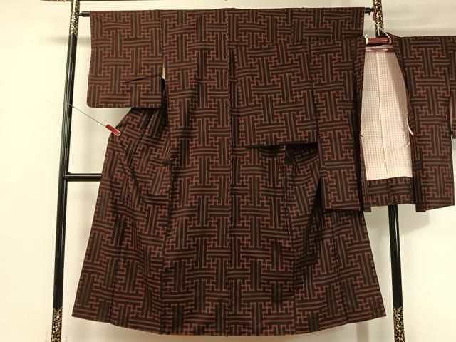 平和屋着物●本場大島紬　アンサンブル　龍郷絣　秋名バラ　正絹　逸品　CABB5029vp 平和屋着物○本場大島紬 アンサンブル 龍郷絣 秋名バラ 正絹 逸品