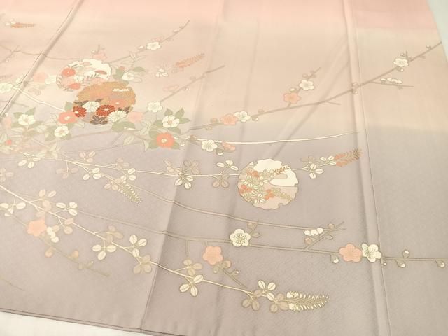 平和屋着物○訪問着 雪輪枝花文 暈し染め 金彩 正絹 逸品 CABB5048vp