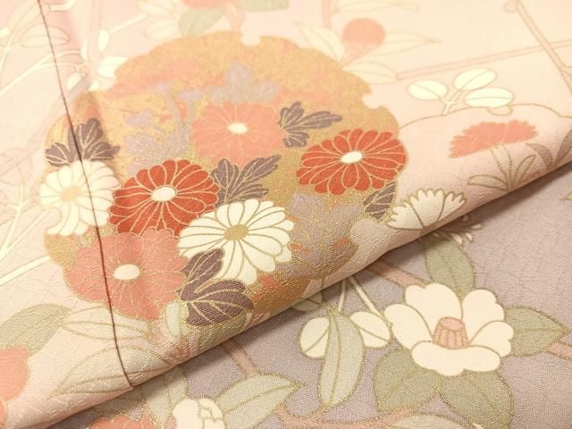 平和屋着物○訪問着 雪輪枝花文 暈し染め 金彩 正絹 逸品 CABB5048vp