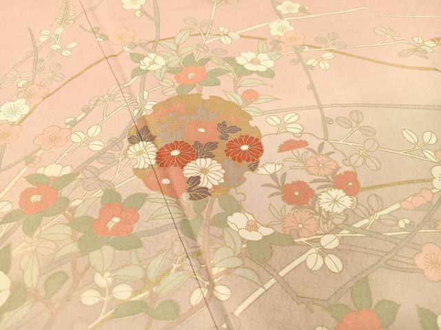 平和屋着物○訪問着 雪輪枝花文 暈し染め 金彩 正絹 逸品 CABB5048vp