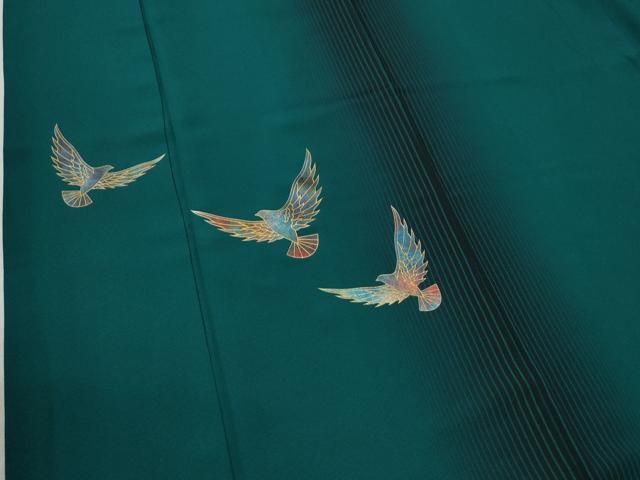 平和屋着物○染色作家 斉藤三才 振袖・長襦袢セット 三才鳥 暈し染め