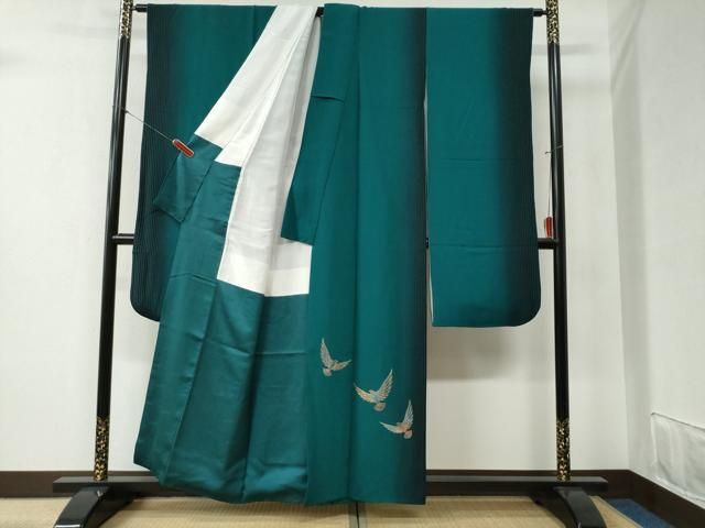 平和屋着物○染色作家 斉藤三才 振袖・長襦袢セット 三才鳥 暈し染め