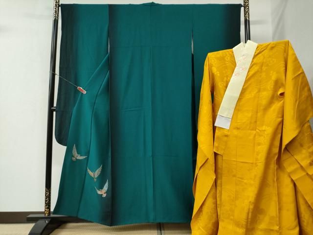 平和屋着物○染色作家 斉藤三才 振袖・長襦袢セット 三才鳥 暈し染め