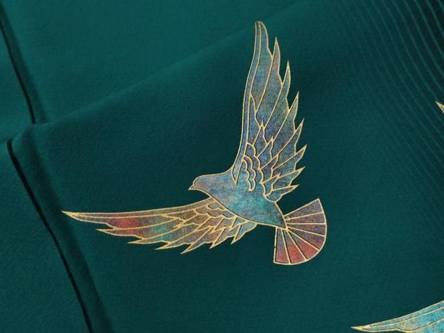 平和屋着物○染色作家 斉藤三才 振袖・長襦袢セット 三才鳥 暈し染め