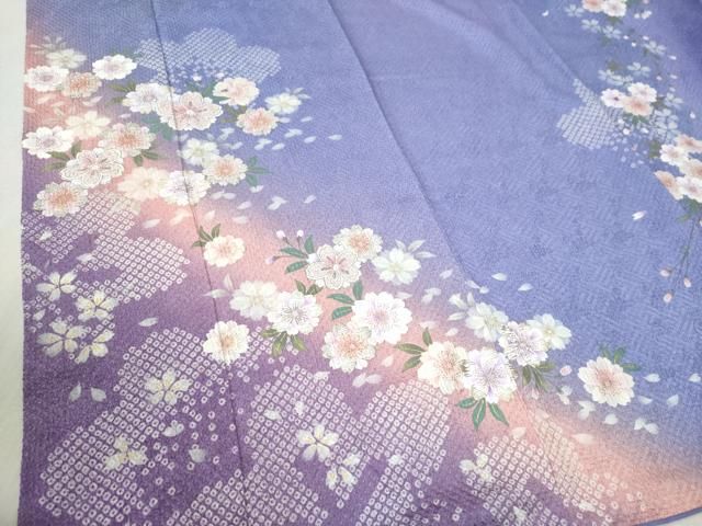平和屋着物○豪華振袖・長襦袢セット 舞桜文 ラメ糸 暈し染め やまと誂
