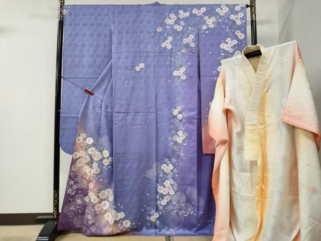平和屋着物○豪華振袖・長襦袢セット 舞桜文 ラメ糸 暈し染め やまと誂