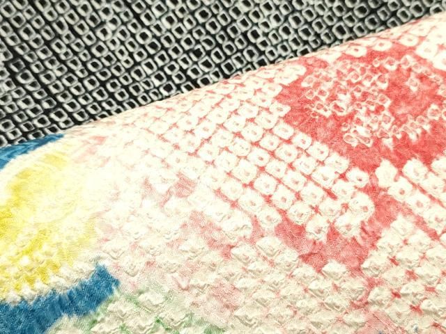 平和屋着物○名門 藤娘きぬたや・総絞り 九寸名古屋帯 草花文 黒地