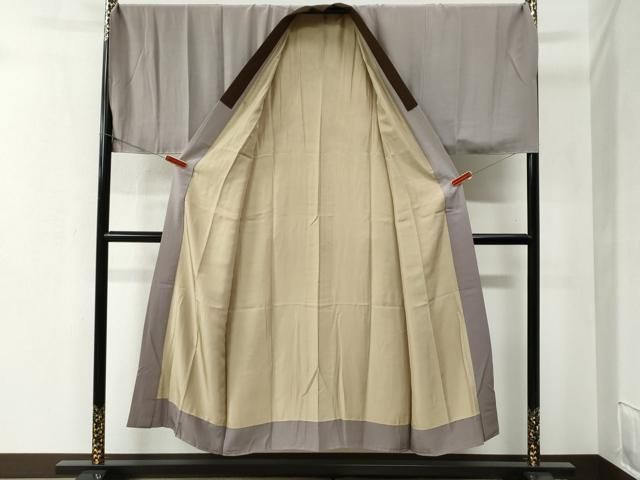 平和屋着物○男性 紬 アンサンブル・長襦袢セット 色無地 朽葉色 羽織