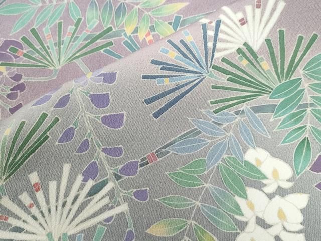 平和屋着物○訪問着 友禅 作家物 松葉枝垂れ花文 暈し染め 正絹 逸品