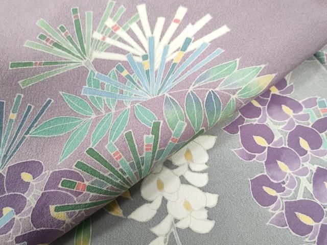 平和屋着物○訪問着 友禅 作家物 松葉枝垂れ花文 暈し染め 正絹 逸品