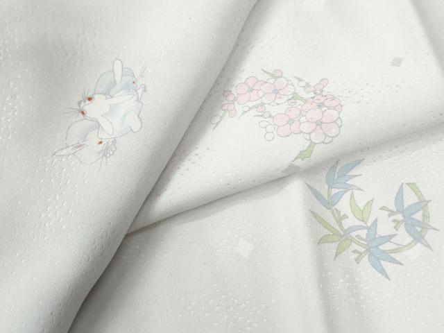 平和屋着物○長襦袢 無双仕立て 兎 草花丸文 正絹 逸品 CABB4542yc
