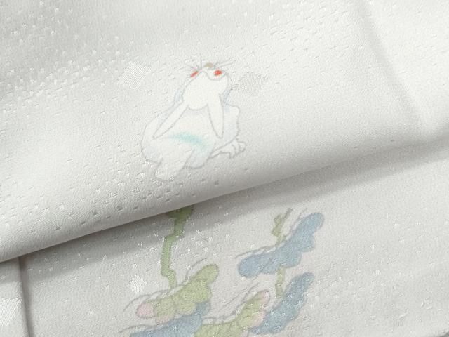 平和屋着物○長襦袢 無双仕立て 兎 草花丸文 正絹 逸品 CABB4542yc