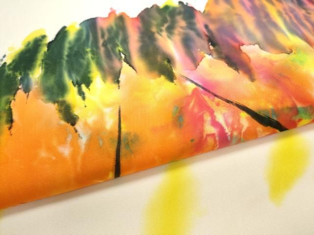 平和屋着物○虹色創家 本郷大田子 塩瀬 九寸開き名古屋帯 樹林文 正絹