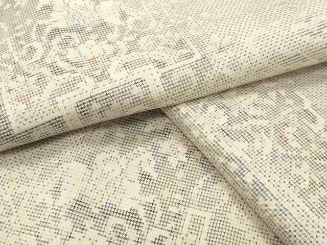 平和屋着物○本場大島紬 白大島 9マルキ 花唐草文 正絹 逸品