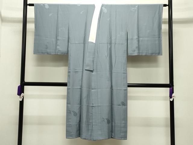 平和屋着物●長襦袢 無双仕立て 成り物地紋 灰青色 正絹 gh