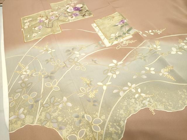 平和屋着物○京の名門 じゅらく謹製 帝王紫 色留袖 駒刺繍 色紙重ね花