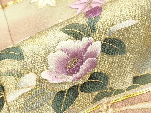 平和屋着物○京の名門 じゅらく謹製 帝王紫 色留袖 駒刺繍 色紙重ね花