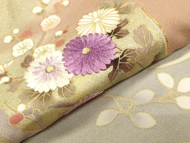 平和屋着物○京の名門 じゅらく謹製 帝王紫 色留袖 駒刺繍 色紙重ね花