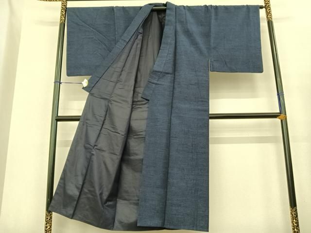 平和屋着物●男性　結城紬　杢　青褐色　正絹　逸品　AABD4370ck 平和屋着物○男性 結城紬 杢 青褐色 正絹 逸品 AABD4370ck 平和屋着物○