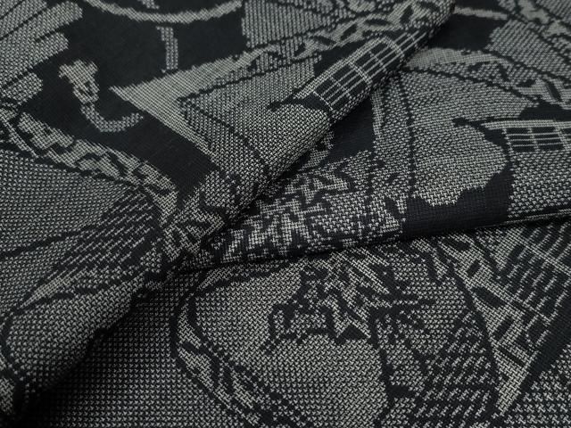 平和屋着物●本場大島紬 9マルキ 霞吉祥絵巻文 正絹 yc