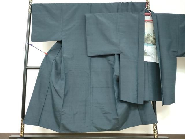 着物屋こころ□男性 紬 アンサンブル 朽葉色 キングサイズ 正絹 逸品 A