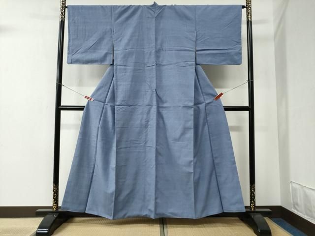 平和屋着物○上質な色無地 菱地紋 二藍色 やまと誂製