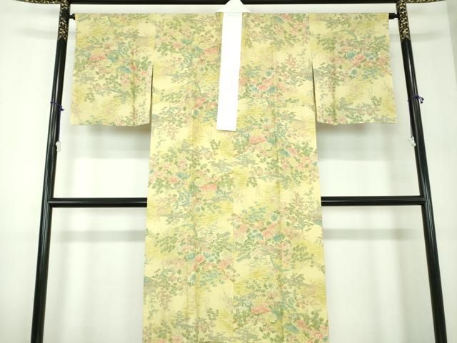 平和屋着物○上質な長襦袢 無双仕立て 花鳥風景 正絹 逸品 DABB4161ps