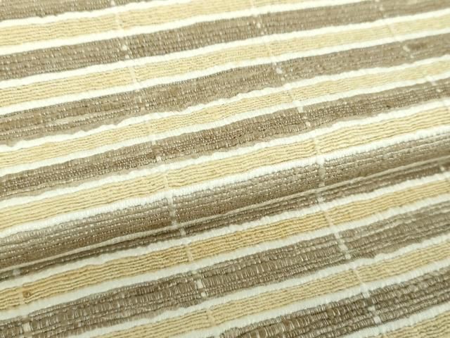 野蚕糸 インド原産 ムガシルク 袋帯 全通柄 横段 証紙 未使用 イ5943