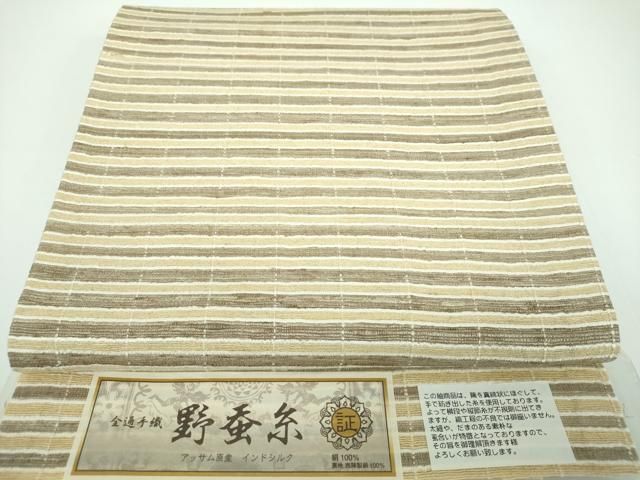 平和屋着物○西陣 インド・アッサム 野蚕糸 手織 ムガシルク 全通柄