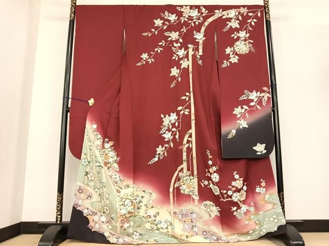 平和屋2□豪華振袖 駒刺繍 道長花文 暈し染め 金彩 逸品 DAAH5597ps 